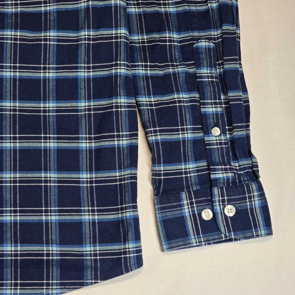 LL‎ Bean Mens Traditional Fit Blue Plaid Long Sleeve Button Down Shirt Large